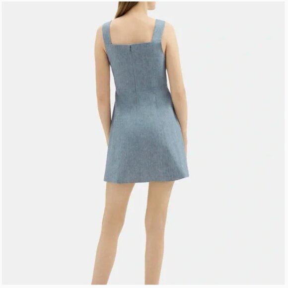 theory flared square neck mini dress Fit-and-Flare Tank Dress in Fluid Linen | Women's Mini Dress